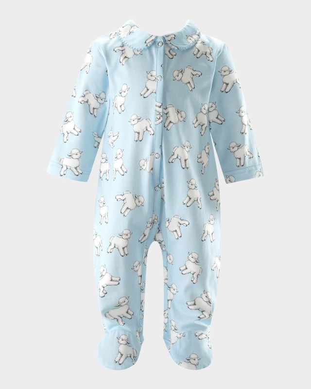 Boy's Lamb-Print Footie, Size Newborn-